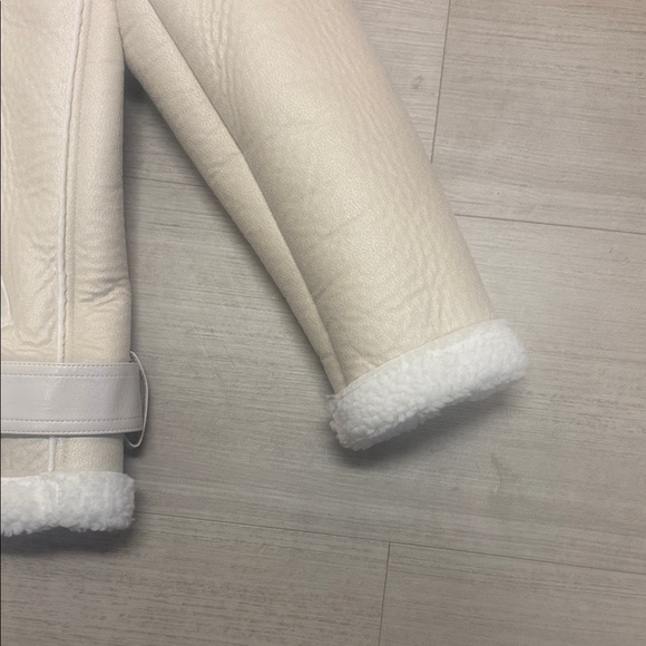 Fitaylor Women's Cream Shearling Moto Jacket Size M - Picture 3 of 7